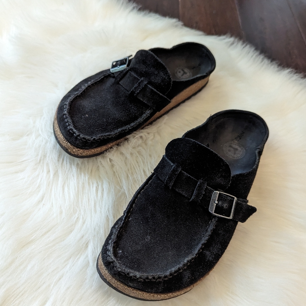 BIRKENSTOCK Buckley clogs mules black suede leather shoes Size 40 / 9